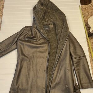 Sam Edelman Olive Green Faux Leather-ish Coat Jacket with Hood